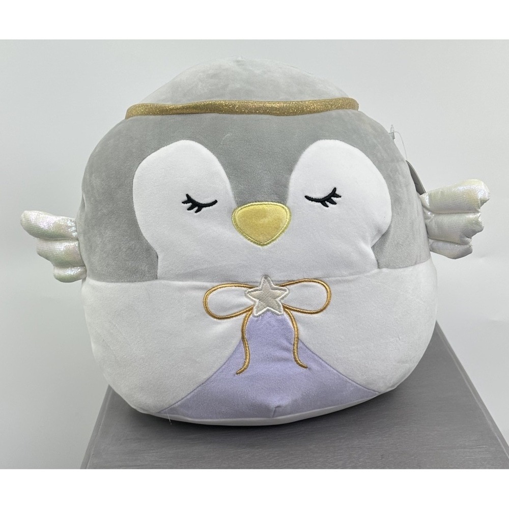 Squishmallows 12" Holiday JENNEY Grey‎ Penguin Angel CHRISTMAS Plush New
